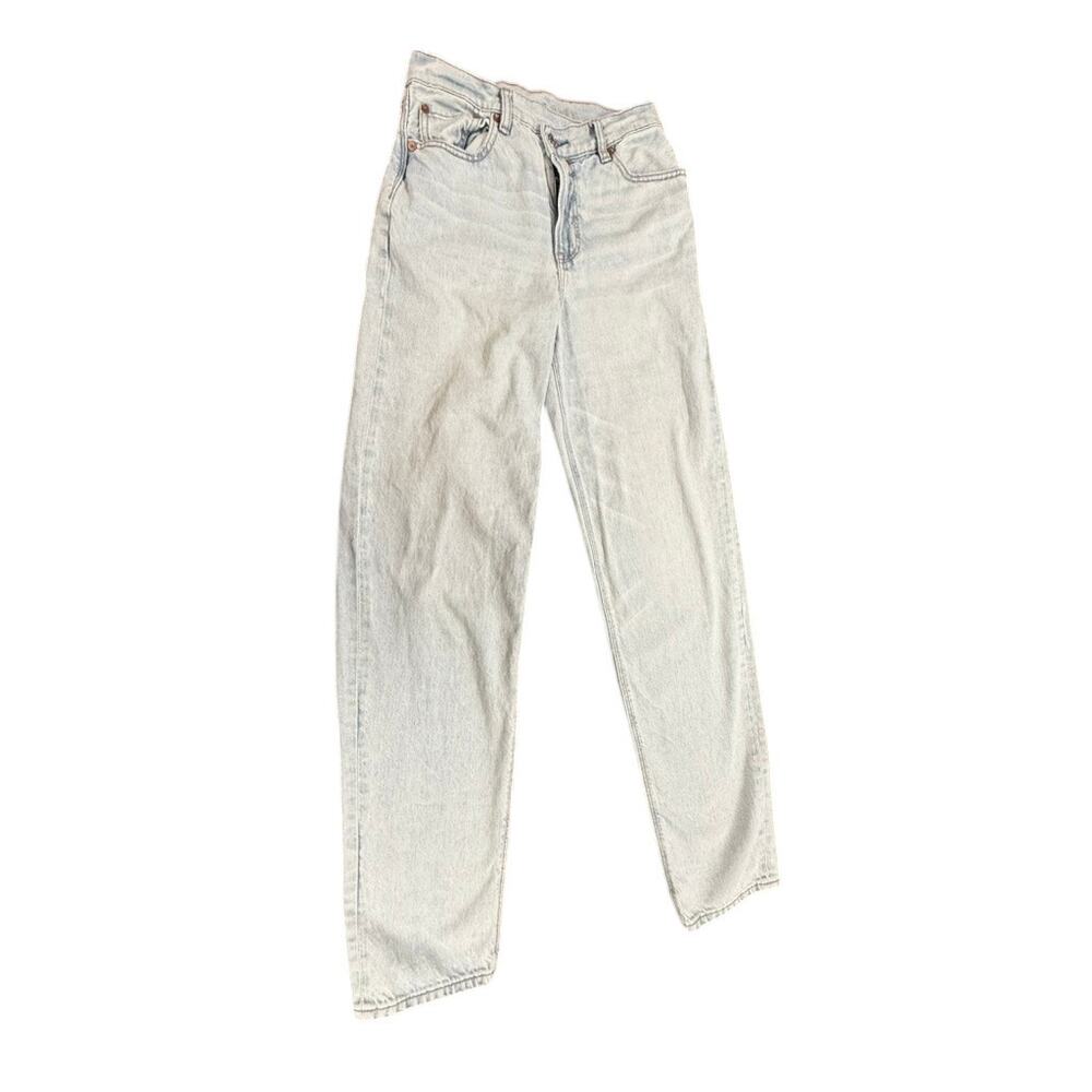 "AMERICAN EAGLE" Strigid High‎ Rise Baggy Straight Light SZ 2 LONG SMALL SPOT